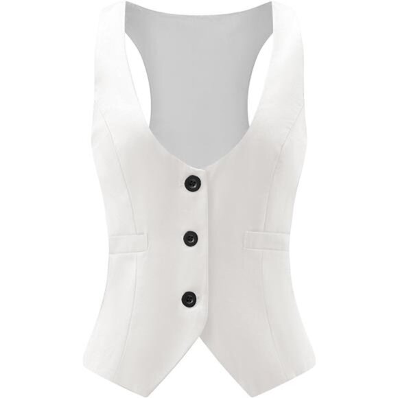 Jackets & Blazers - Suit Vest for Women Waistcoat White